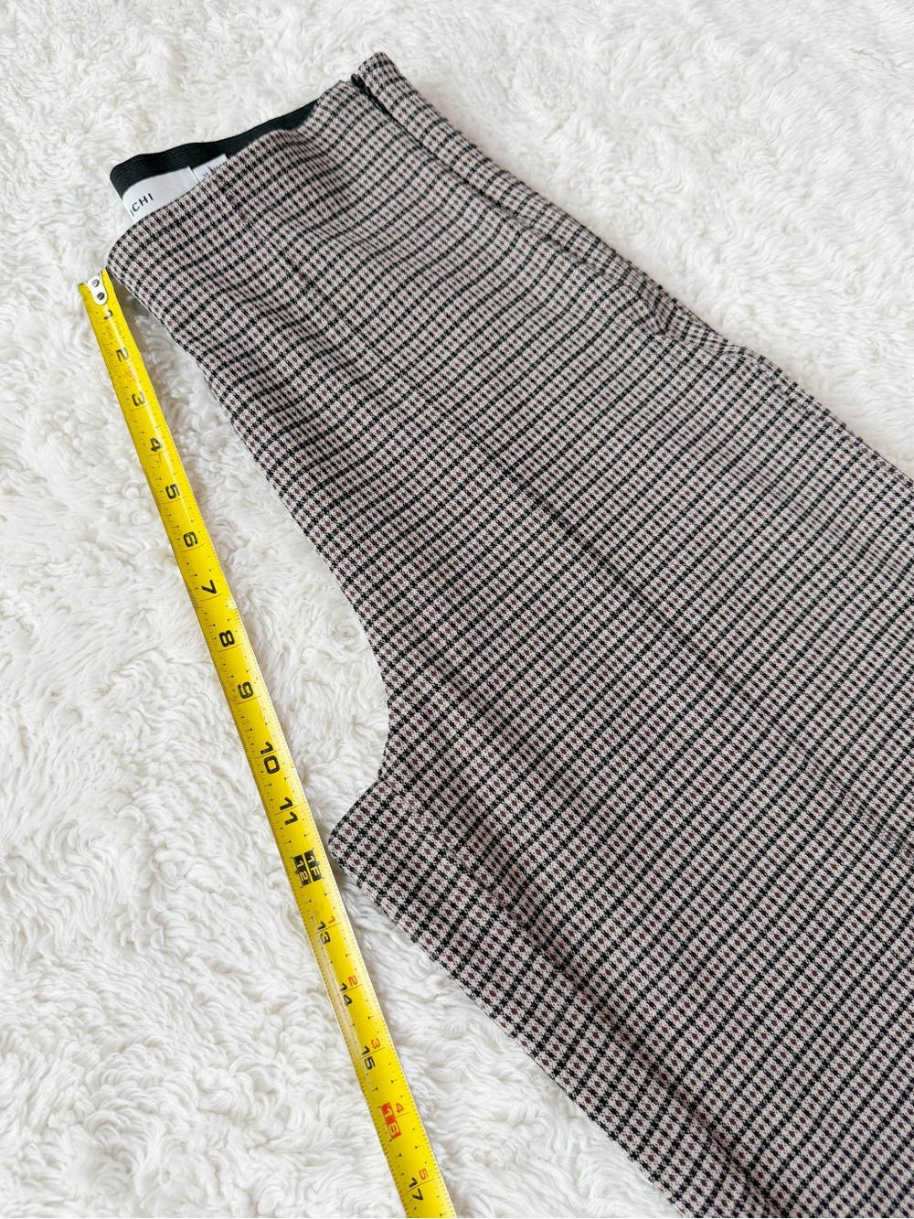 Ichi Woman Brown Black Checked High Waist Wide Leg Stretch Fabric Pants MEDIUM - Picture 9 of 12